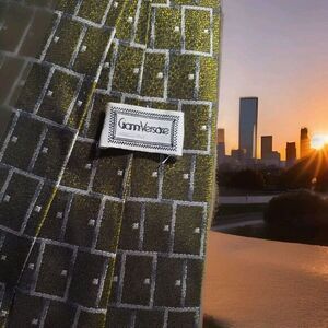 Gianni Versace Classic Gold Geometric Silk Italian 59"x4" Necktie Tie Italy‎ 867